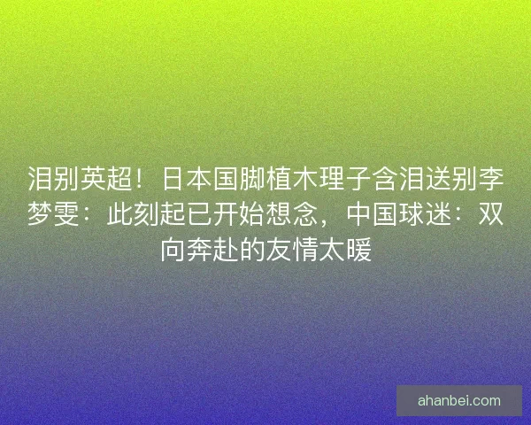 泪别英超！日本国脚植木理子含泪送别李梦雯：此刻起已开始想念，中国球迷：双向奔赴的友情太暖